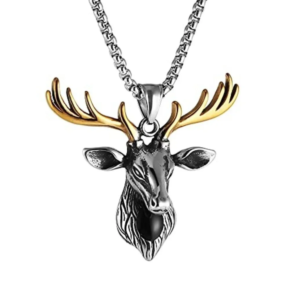 Vintage Reindeer Men's Stainless Steel Necklace